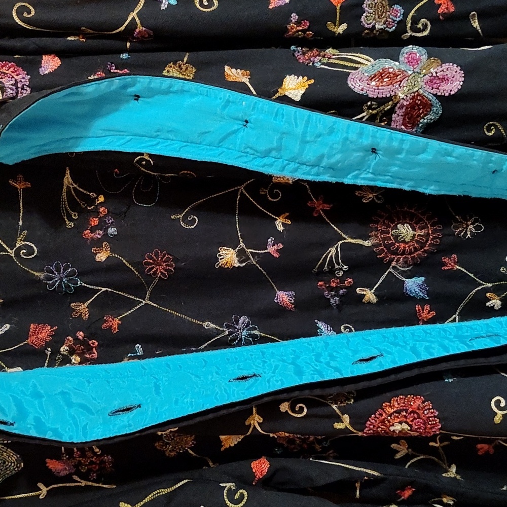Stunning Quacker Factory Beaded Shacket Navy Embroidery Butterfly Cotton India L - Picture 7 of 16
